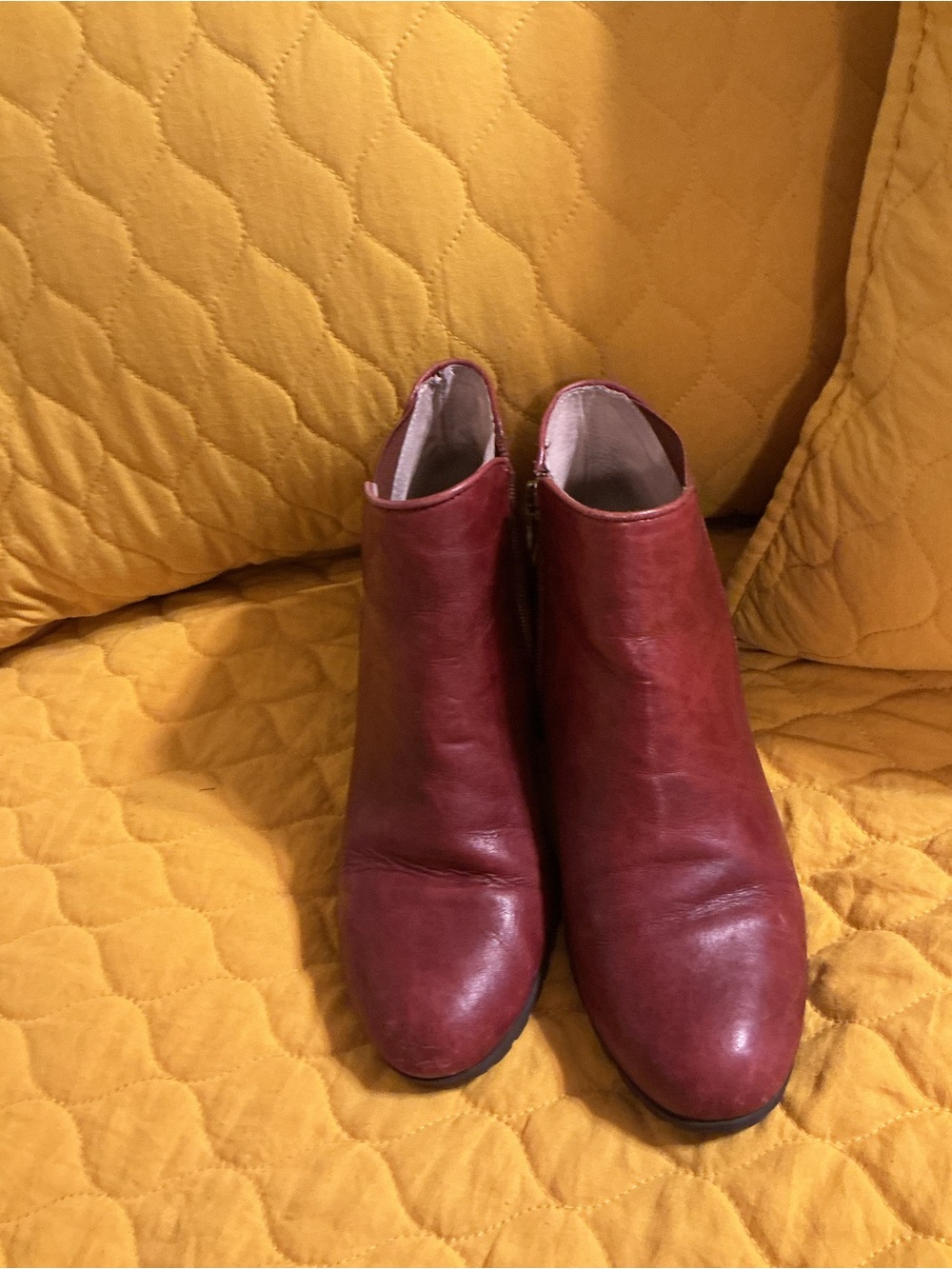 Jambu Red Leather Ankle Booties with Side Zip